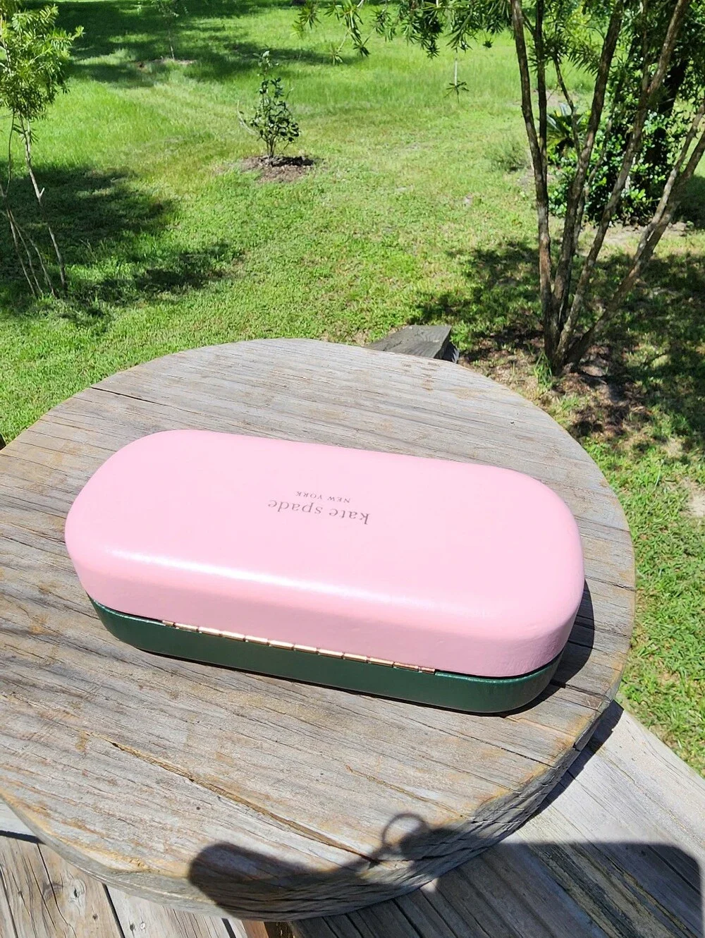 kate spade Pink and Dark Green Hard Shell Glasses Case